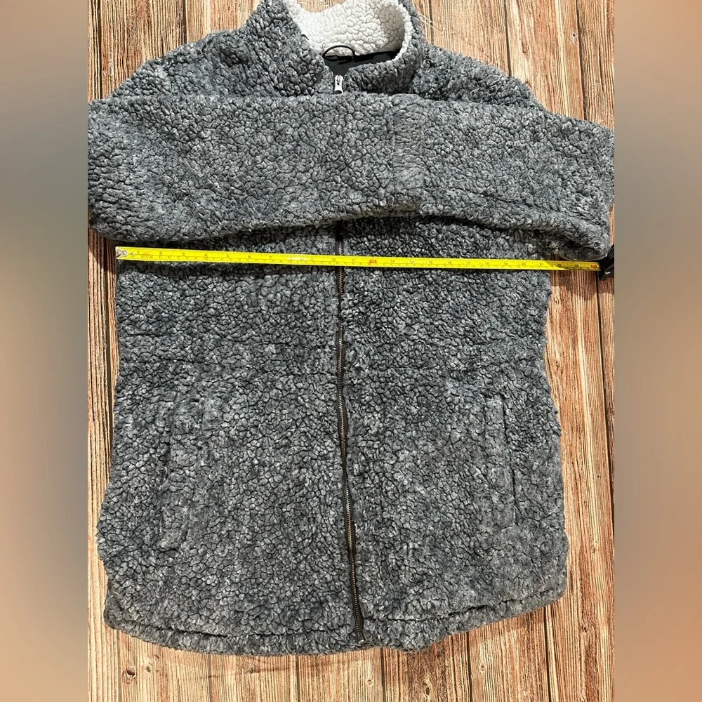 Mo-Ka Women’s XL Fluffy Sherpa Gray Winter Warm Full Zip Jacket | SKU 0384